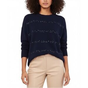 Vince Camuto Womens Navy Sequin Stripe Crew Neck Sweater NWT Size M Stitch Fix